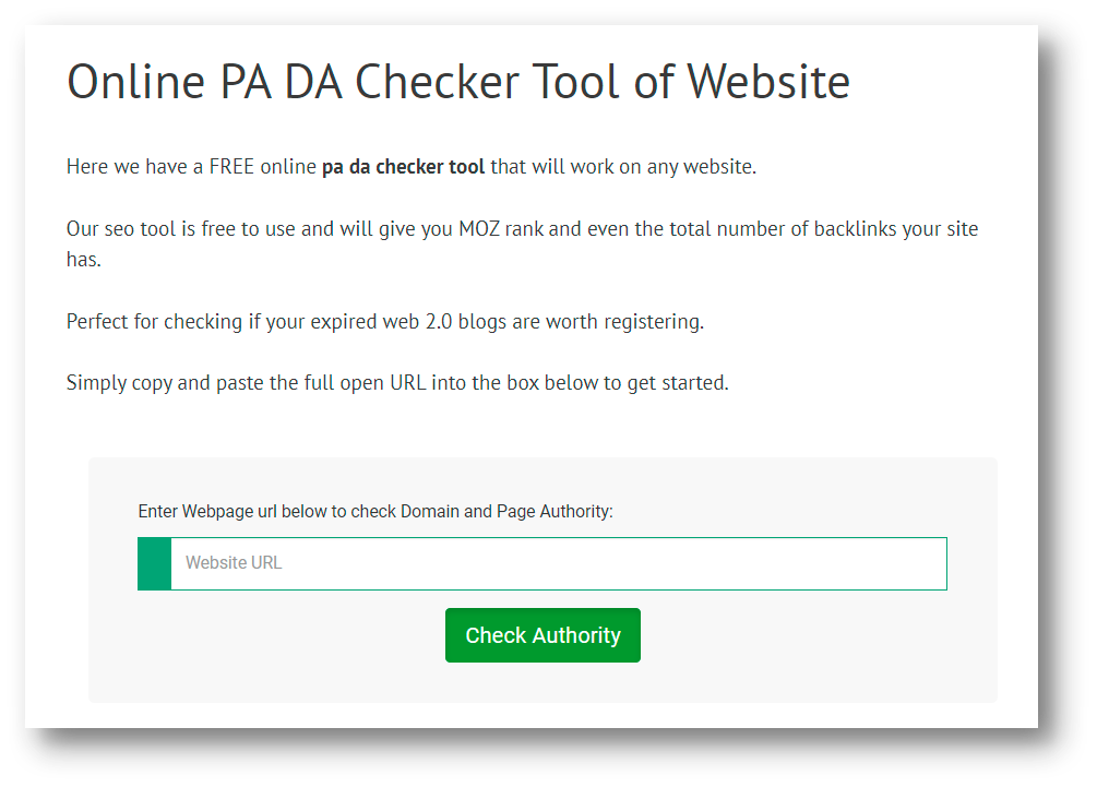 online PA DA checker Tools 2021