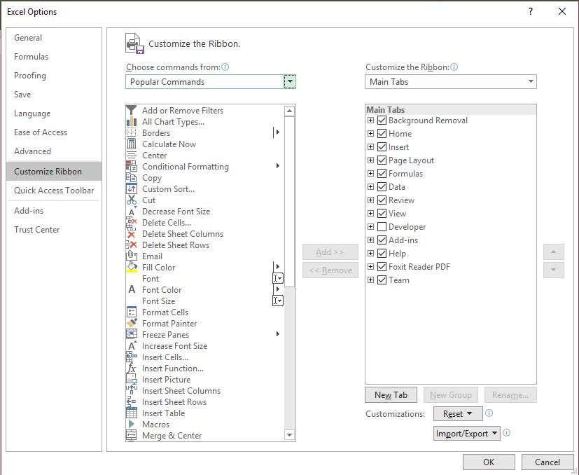 Option For Microsoft Excel Setting Customization (Option Tab) 3rd part